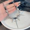 Retro Y2K Long Spike Rivet Necklace Stainless Steel Cross Hip Hop Necklace for Women Vintage Grunge Style Party Jewelry
