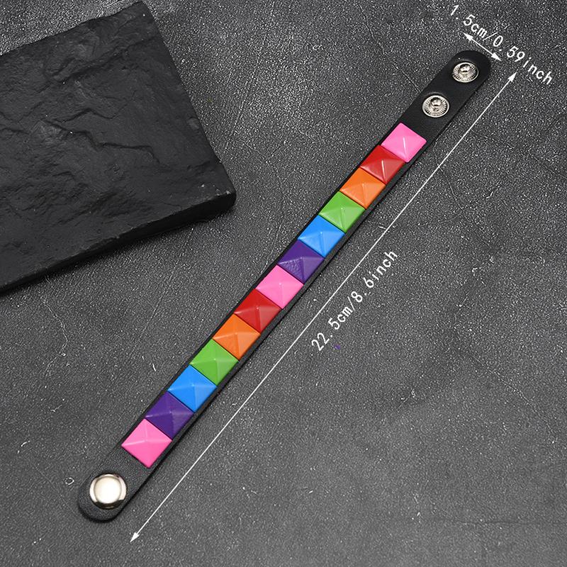 Punk Hip-Hop Square Rivets Pu Leather Bracelet For Male Female Buckle Wristband Vintage Jewelry