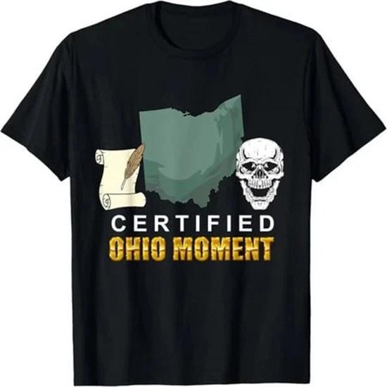 Certified Ohio Moment Meme Funny Graphic Skull T-shirt S