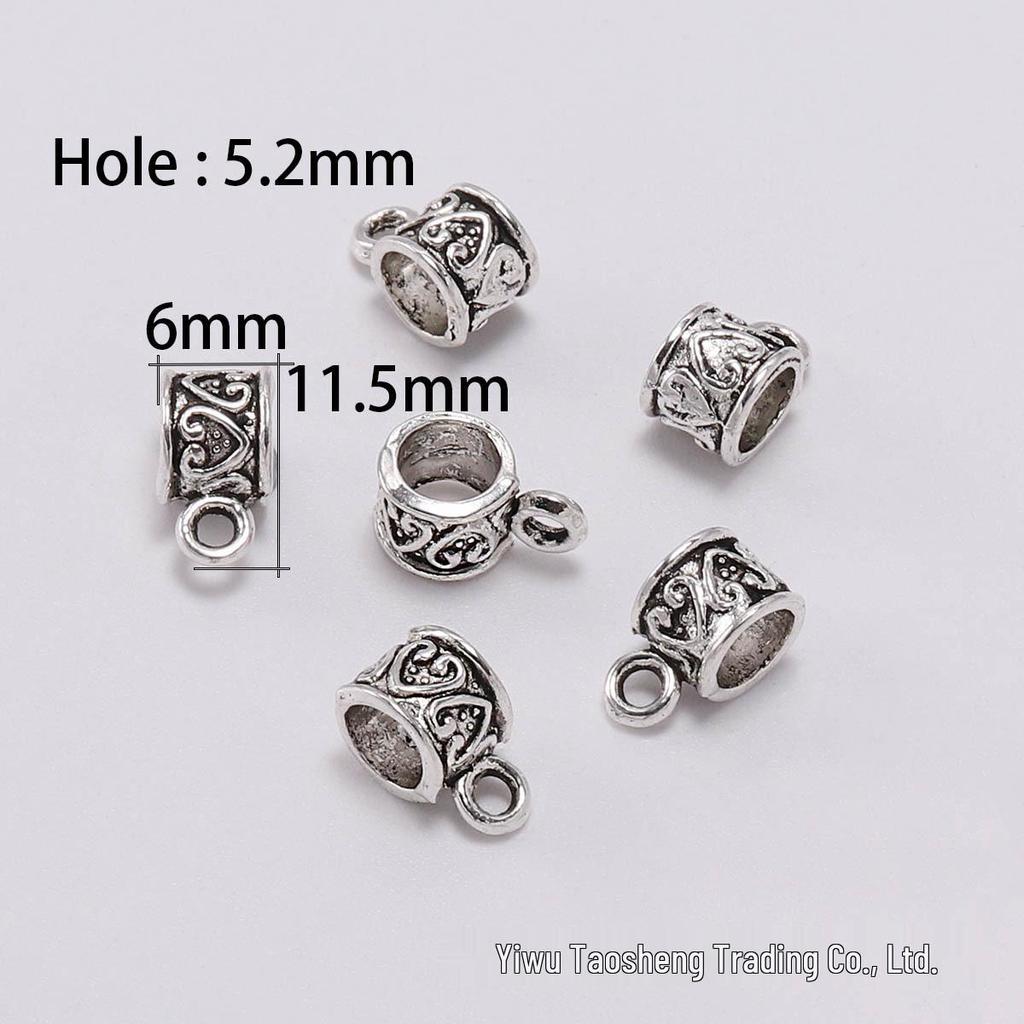 DIY Jewelry Accessories: Large Hole Antique Silver Spacer Beads for Pandora Bracelets and Three-Way Necklaces - Set of 20.