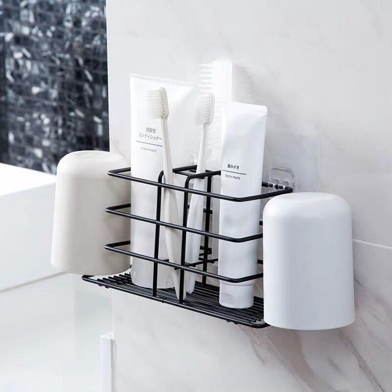 Wall Mounted Toothbrush Holder No Drill Suitable for Electric Toothbrushes & Toothbrushes, Space-Saving Toothpaste Organizer