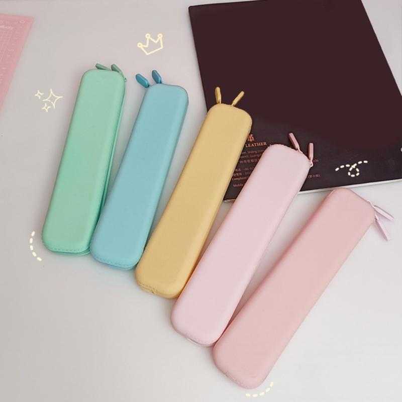 Solid Color Pencil Bag Pencil Pouch Large Capacity Pencil Case Silicone Stationery Bag Marker Pen Case Pencil Organiser