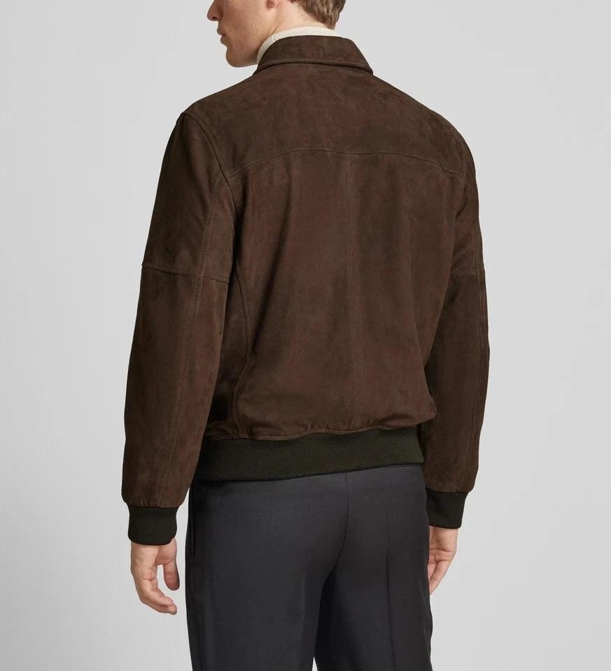 Handmade Brown Men’s Suede Real Soft Lambskin Leather Stylish Fit Biker Jacket