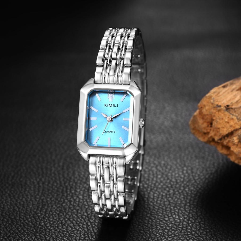 Square Watch with Analog Stylish Quartz Accessory Perfect Gift for Day Women's Bracelet, Silver Display, Waterproof, Watch, Women's - Birthdays,