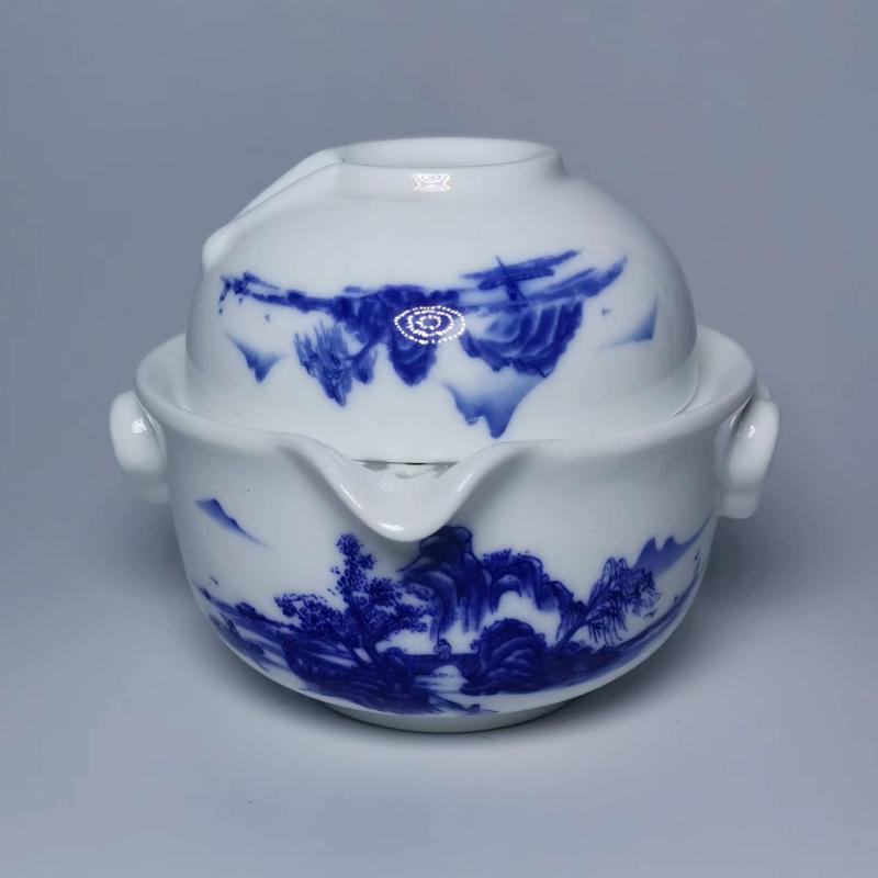 

Высококачественный керамический чайный сервиз, дорожная утварь, включает в себя 1 чайник, 1 чашку, красивый и удобный заварочный чайник, элегантный чайный сервиз в стиле кунг-фу.