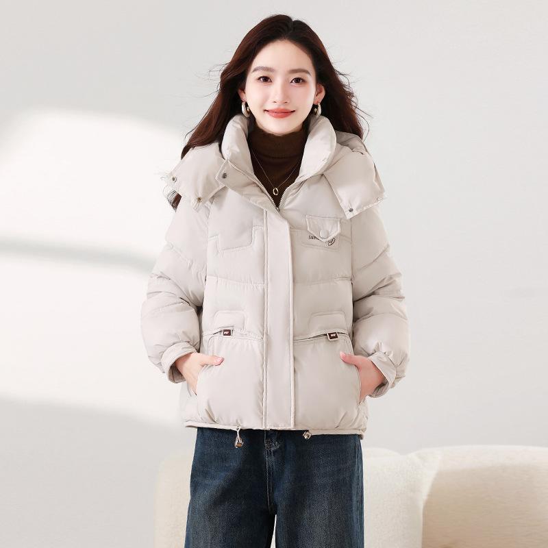 Thickened and loose hooded cotton-padded clothes for women, short men, winter new large-size bread clothes, cotton-padded jackets, and cotton-padded