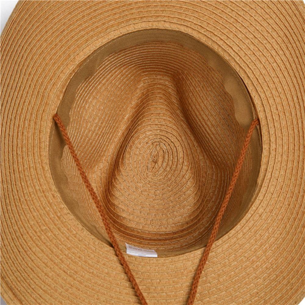Foldable Straw Visor Hat Wide Brim Sun Protection Cap Fashion Western Cowboy Hat  Women Men