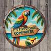 Vintage Metal Tin Sign Summer Tropical Parrot Beach Decor Gift