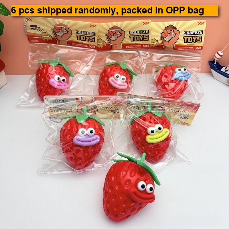 Simulation Of Fruit And Strawberry Squeezing Toys Soft Sticky Hand Toys Decompression Vent Pranks Decompression Squeezing Toys.