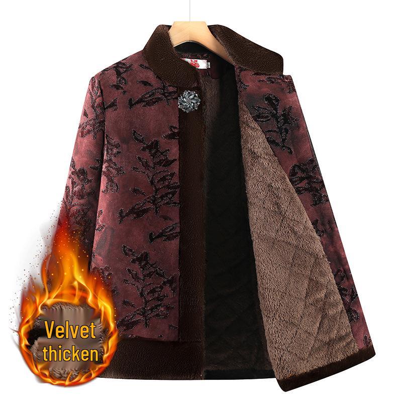 

Grandma Style Winter Cotton Jacket for Women - Plush Lined, Thickened Coat for Elderly (70-80 Years) XL [recommended up to 90-105 jin] красный