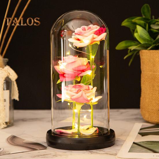 Preserved Rose In Glass Dome LED Light Up Eternal Flower Romantic Forever Rose Gift for Women Valentine's Day Mother's Day