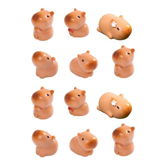 

12 Pcs Mini Capybara Figurines Cute Tiny Capybara Resin Ornaments Miniature Animals Figures for Fairy Garden Bonsai Moss Landscape DIY Crafts 12pcs