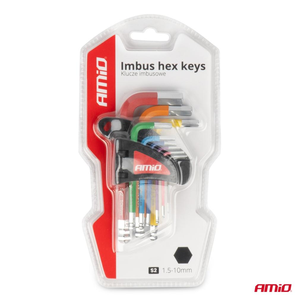 Hex Keys with Ball Head Short Allen Keys Set of 9 S2 Amio-04298