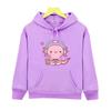 Cute Axolotl Playing Video Games Hoodie Cartoon Gamer Funny Print Sweatshirt Kids Clothes Boys Girl Clothing Y2k Winter Pullover