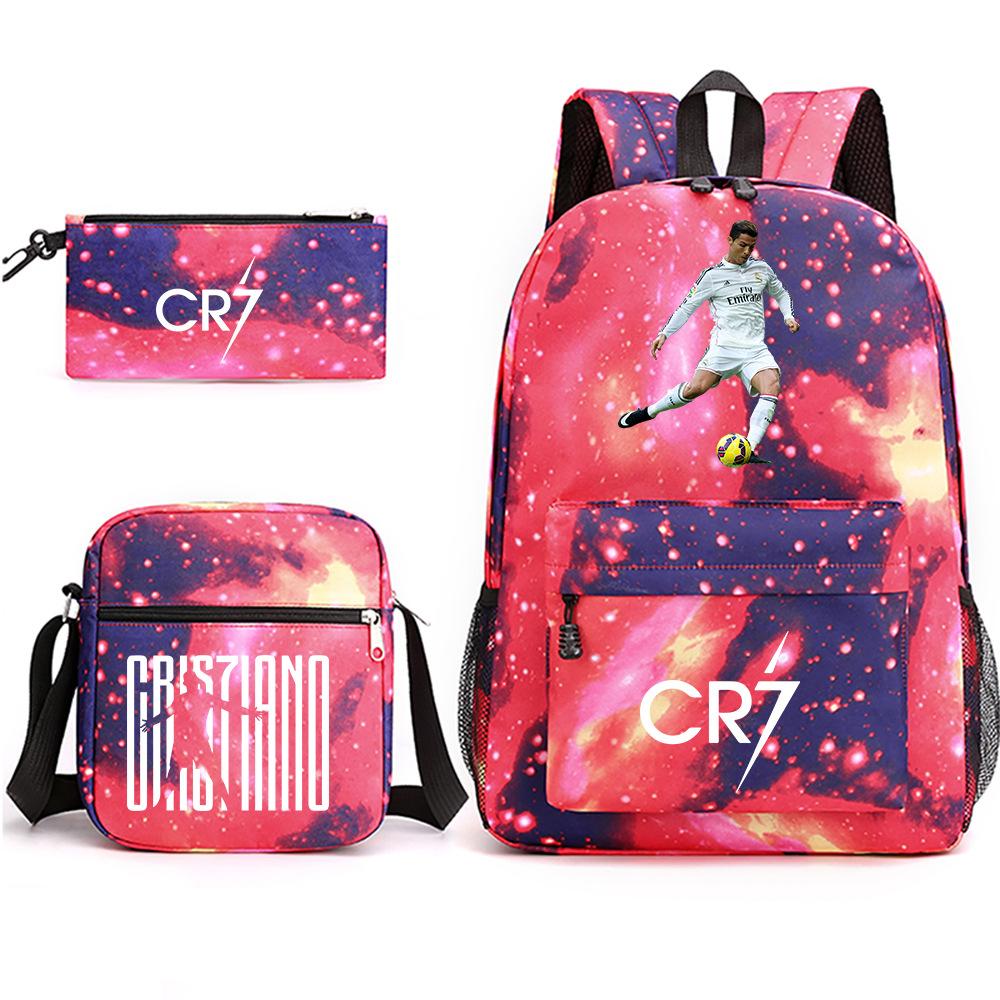 3 Piece School Backpack Set for Students Large Capacity Oxford Cloth Schoolbag with Shoulder Strap and Pencil Case