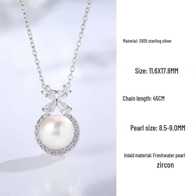 Xiaohongshu S925 Sterling Silver Pearl Necklace - Sweet Clavicle Chain for Women 925 Sterling Silver