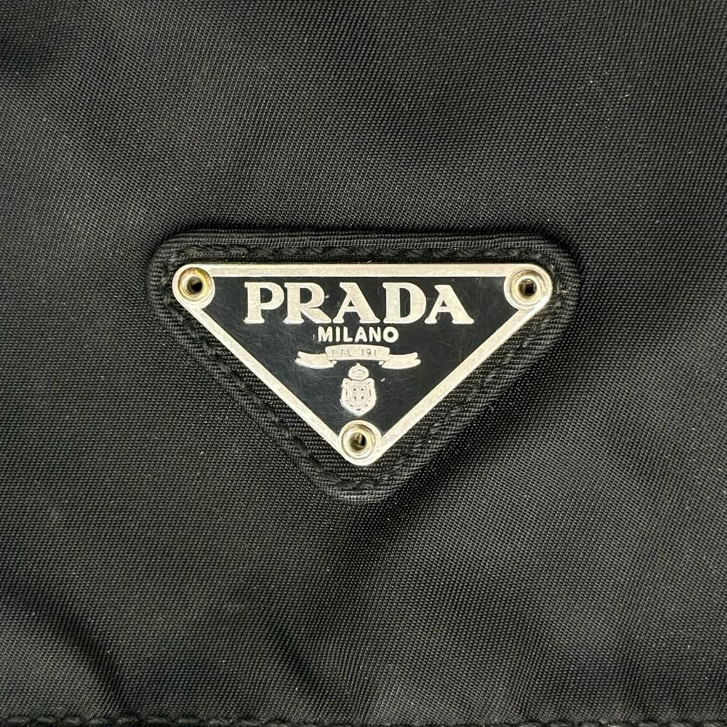 PRADA Triangle logo Shoulder Bag black unisex used