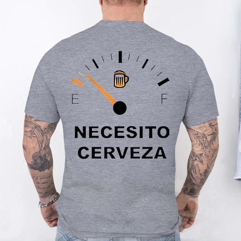 Fashion Casual T-shirt NECESITO CERVEZA Print Men Tshirts Trendy Tee Top Clothes for Summer Drinking Beer T Shirt Fashion Tops