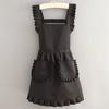 Adjustable Waist Maid Apron Durable Workwear for Salon Kitchen Home Cooking Korean Style