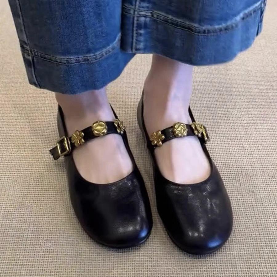 Schafslederversion~ Superweiche flachbodige französische Retro-Einzelschuhe für Damen 2025 Frühling und Herbst neu rot mit Rock Mary Jane Schuhe