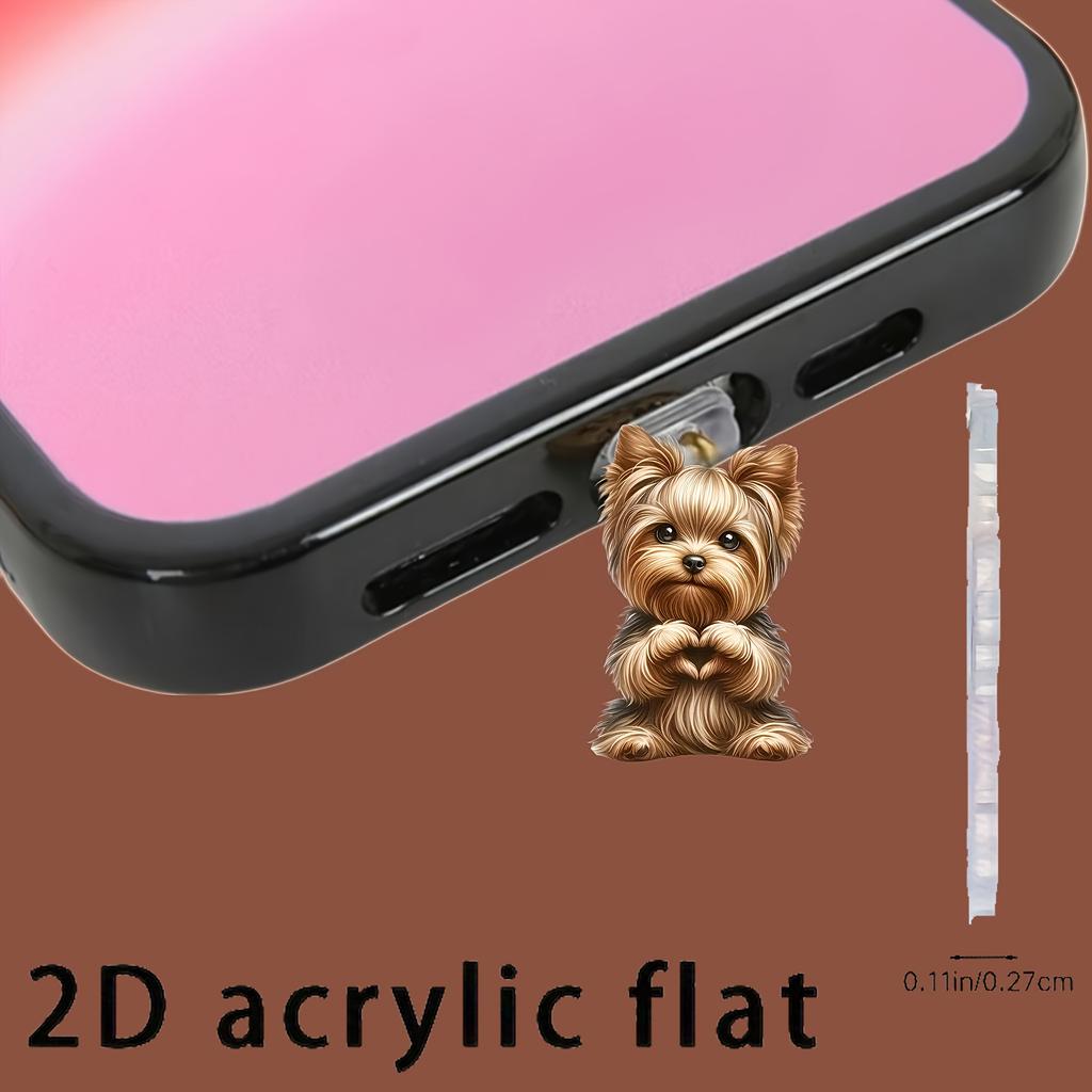 2D Flat 1pc Acrylic Puppy Love Mobile Phone Dust Plug
