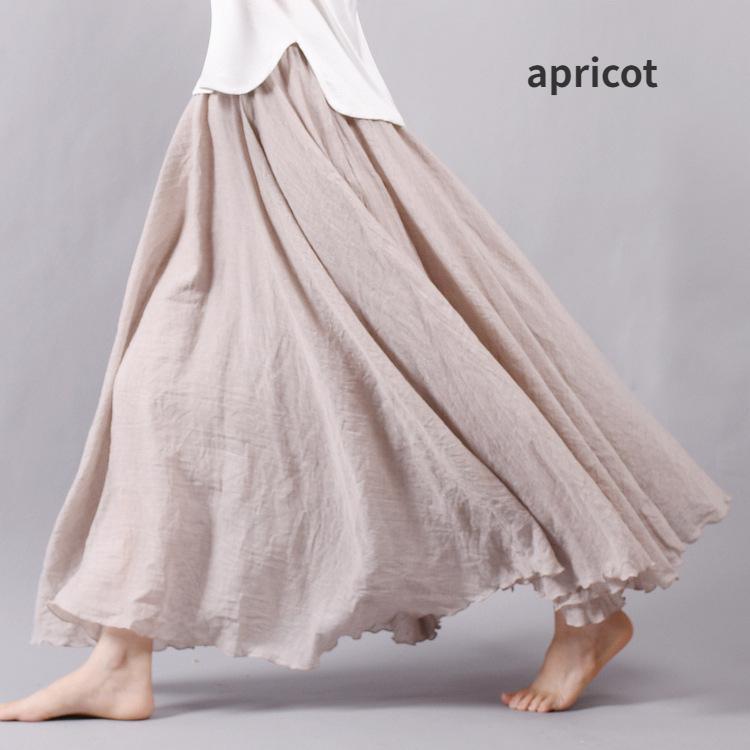 

VANGULL брендовая женская летняя юбка из хлопка и льна, однотонная свободная большая распашная юбка, плиссированная юбка трапециевидной формы 95CM