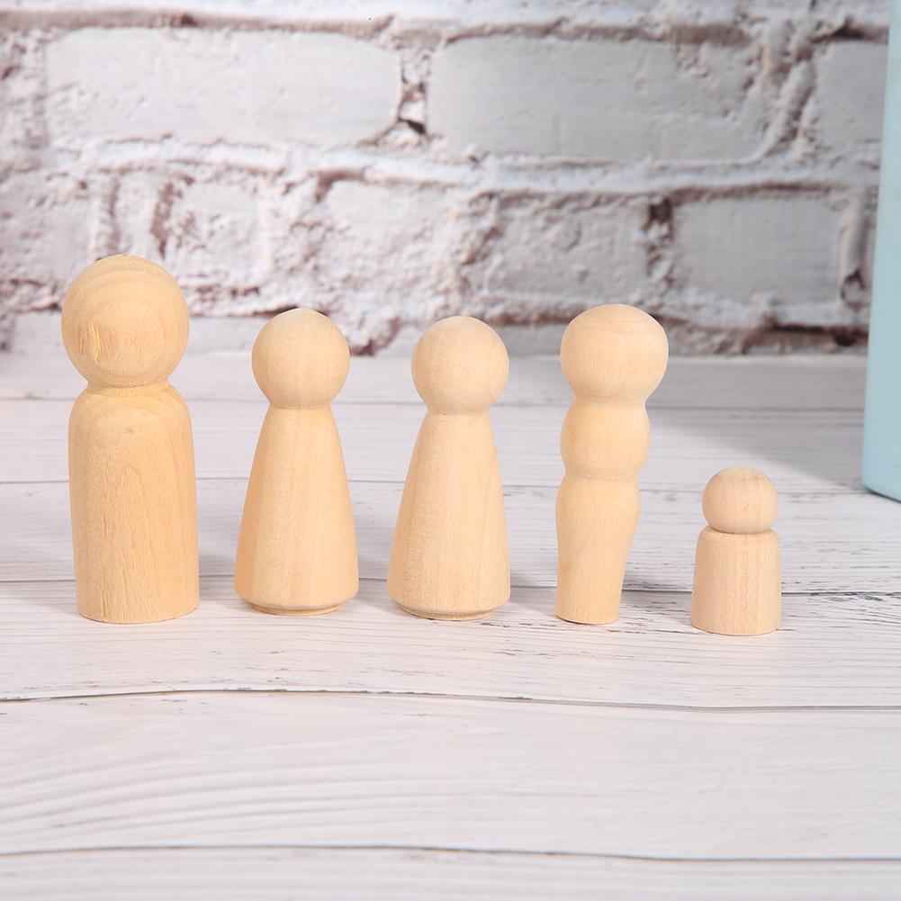 50Pcs Unfinished Wooden Peg Dolls DIY Children Decorative Painted Crafts School OrnamentsJM01896
