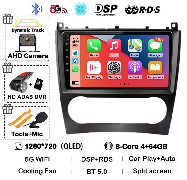 Android 14 Carplay Auto Car Radio For Benz W203 W209 C180 C200 C220 C230 Video Multimediale Player Auto Autoradio GPS 360 Camera
