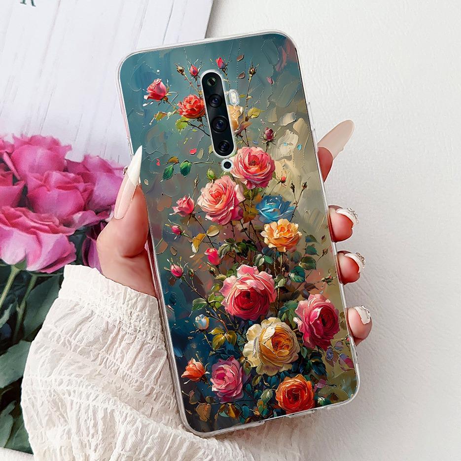 For Oppo Reno 2 Case Reno 2F 2Z Stylish Flowers Painted Cover Soft Slim Phone Case For Oppo Reno2 F Z Reno2F Reno2Z Fundas Coque