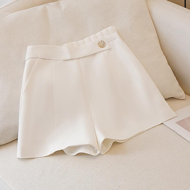 Women's Asymmetrical Suit Shorts - High Waist A-line Wide Leg Pants for Spring/Summer/Autumn 2026