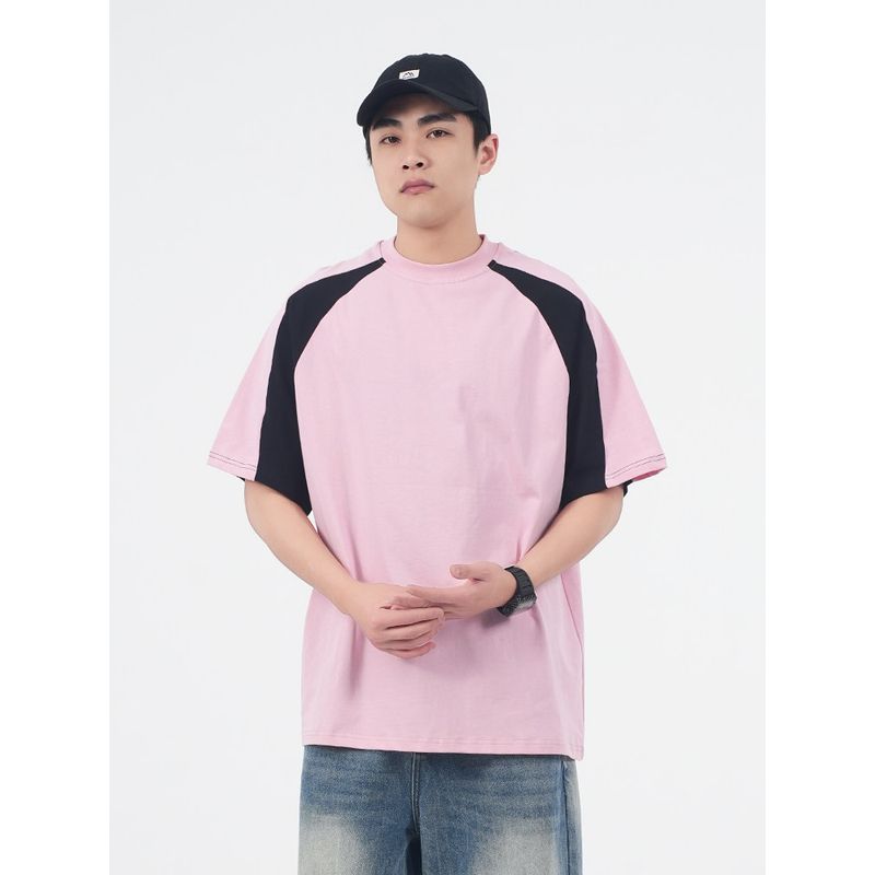 Wassup American Retro Raglan Sleeve Color-Blocked T-Shirt Short Sleeve Men's Summer New Trendy Brand Versatile Top