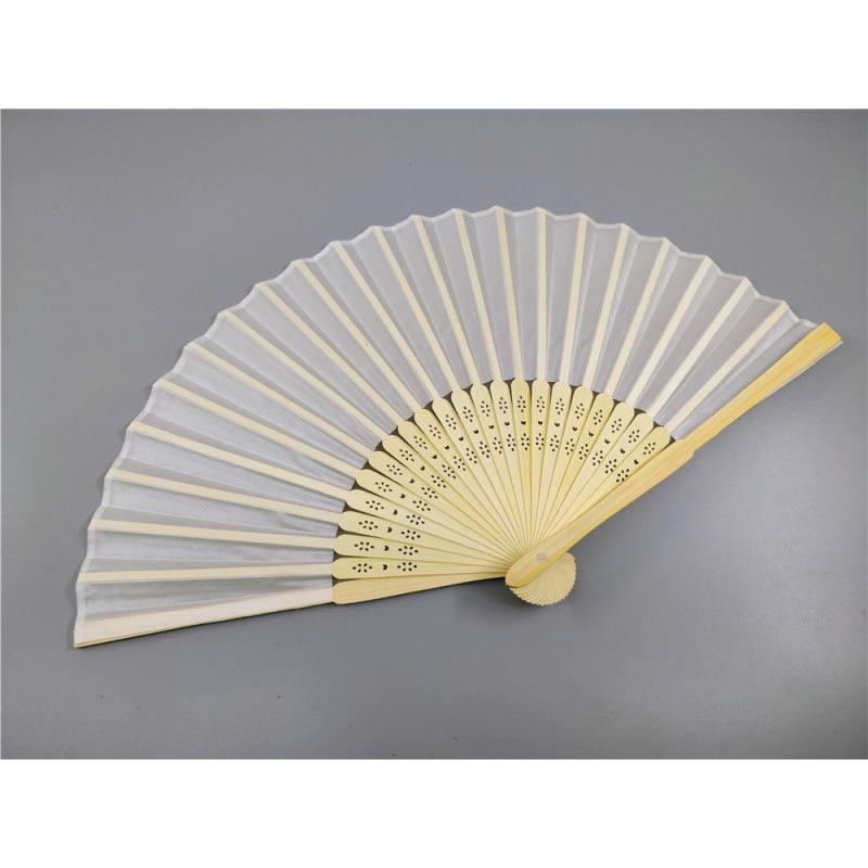 Beige Bamboo and Silk Multi-Color Cloth Fan for Weddings and Gifts