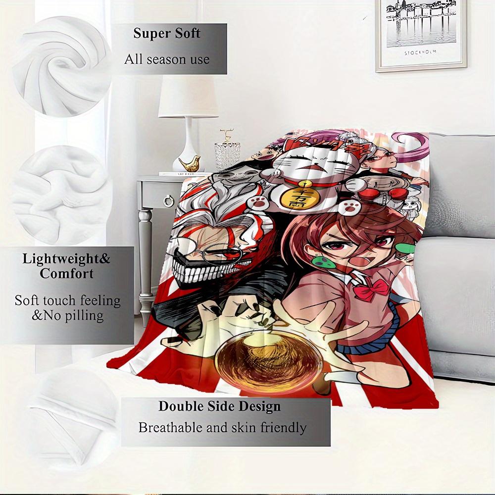1pc Flannel Throw Blanket, DAN DA DAN,Group,CartoonPattern Printed Blanket, Warm Cozy Soft Blanket For Couch Bed Sofa Car Office Camping Tra