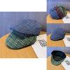 Retro Plaid Beret Hat With Sunshade For Womens Casual Streetwear