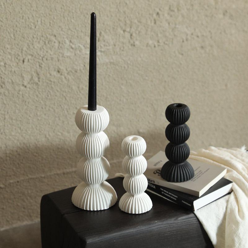 Enfeites Suporte de Vela Cerâmico Castiçal Esfera Geométrica Costura Listras Decoração de Mesa para Casa Suporte para Vela