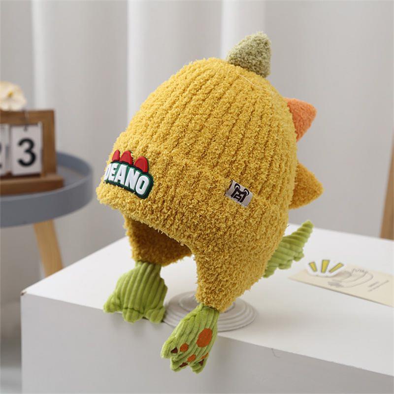 Autumn Winter Hat Cute Cartoon Dinosaur Modeling Hat  Ear Protection Warm Hat Windproof Thickened Children Hat Gifts