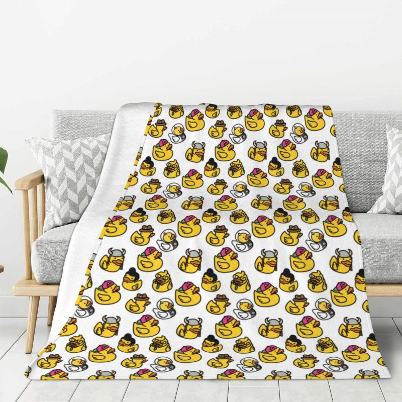 Custom Ultra-Soft Fleece Yellow Colorful Rubber Duck Pattern Throw Blanket Warm Flannel Blankets for Bed Home Couch Quilt