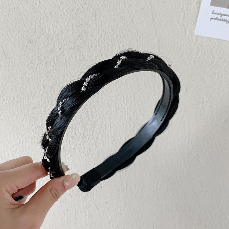 

Новая однотонная плетеная повязка для волос с закручиванием, женская, корейский роскошный стиль, с бриллиантами, элегантная, универсальная, уличная мода, аксессуары для волос для девочек