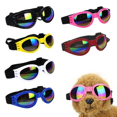 Dog Polarized Sunglasses Small Breed UV Protection Windproof Sun Glasses Pet Goggles Adjustable Folding Eye Wear with Elastic Band for Camping Photos