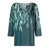 3/4 Length Sleeve Women's Tops Print Vintage Fashion Casual Loose With V Neck Plus Size Shirts Tops