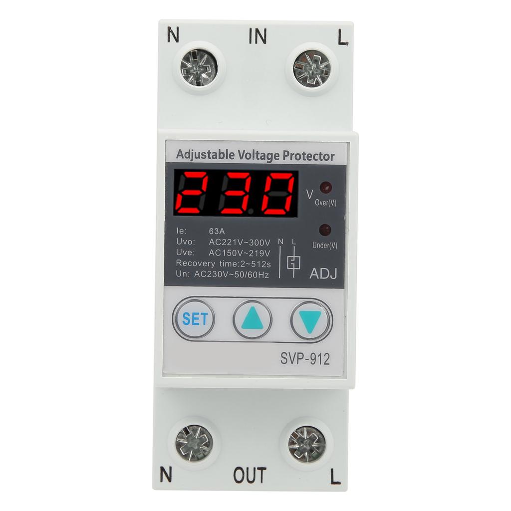 230V Under Over Voltage Protector Adjustable Recovery Protective Relay Voltmeter SVP‑912