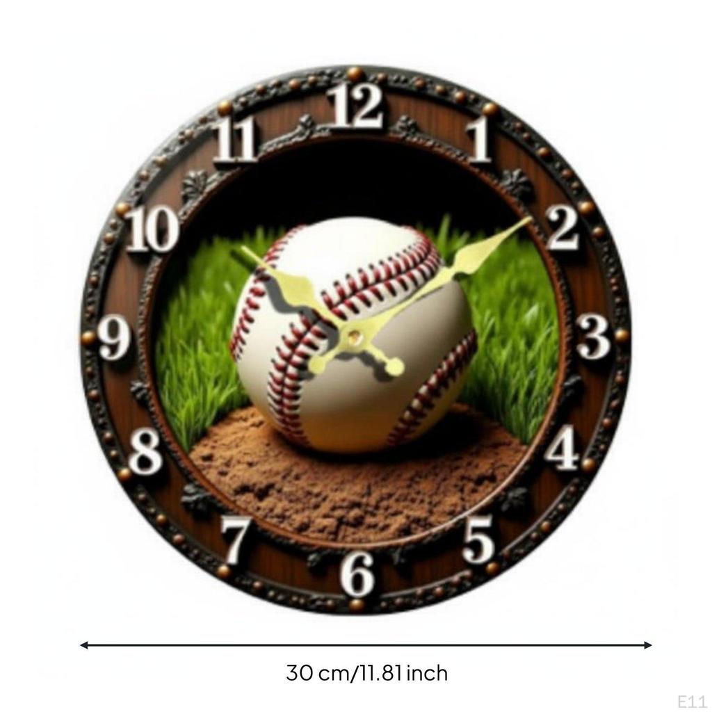 Sports Themed Wall Clock Silent NonTicking 3D Ball Precision Movement House Decoration for