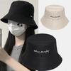 Simple Embroidery Bucket Hat For Women Solid Color Cotton Fisherman Cap Men Outdoor Travel Panama Basin Hat