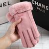 Unisex Fleece-Lined Suede Gloves for Outdoor Cycling and Driving - Cold-Proof, Touchscreen-Enabled for Autumn and Winter.