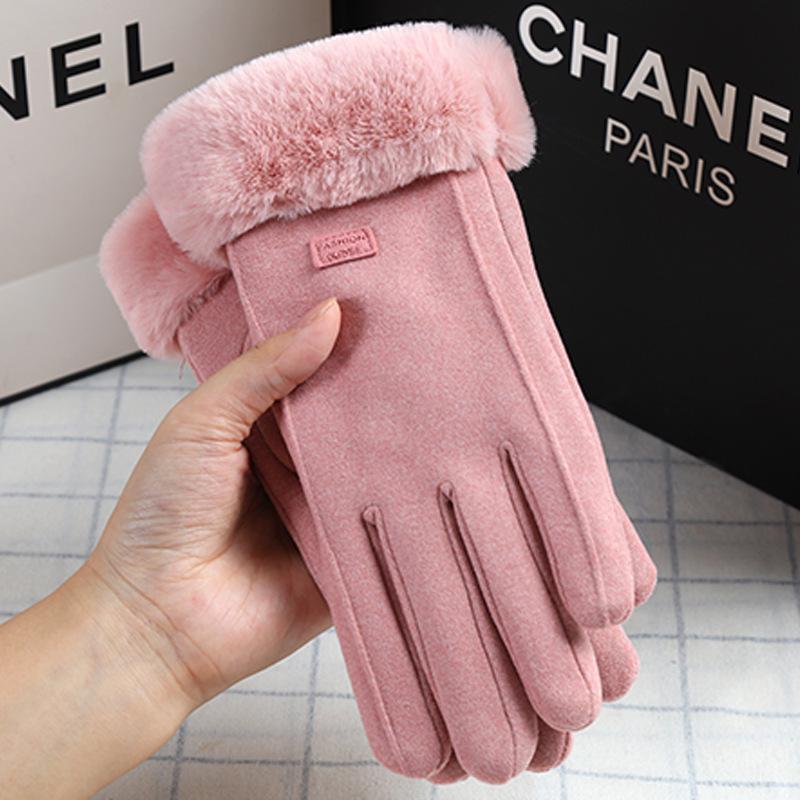 Unisex Fleece-Lined Suede Gloves for Outdoor Cycling and Driving - Cold-Proof, Touchscreen-Enabled for Autumn and Winter.