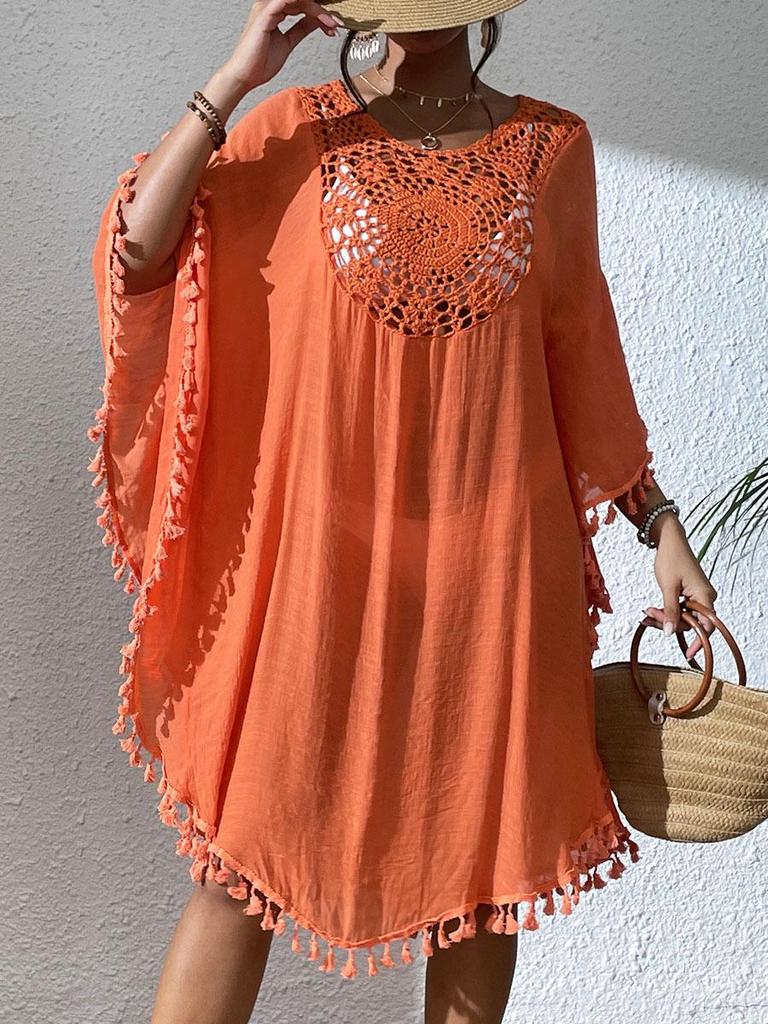 2024 Beach Dress Crochet Patchwork Tassel Cover-Up