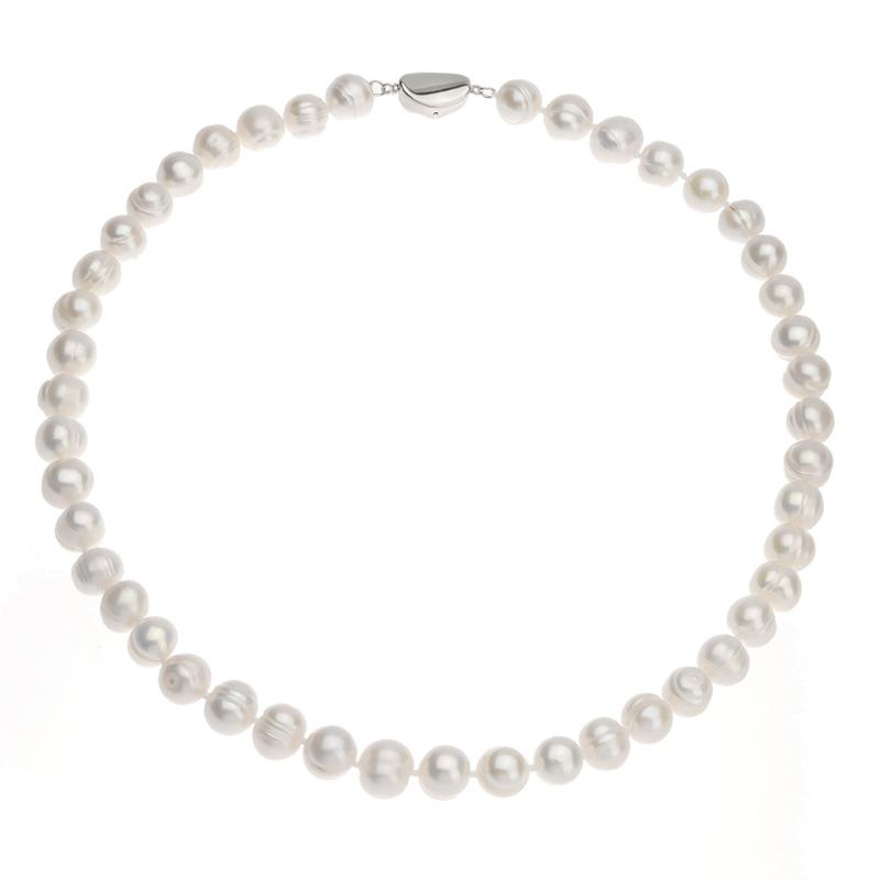 Zhiteng Twisted Twist Sweater Chain Necklace Freshwater Natural Strands Pearls Thread Flat Beads Fashion Jewelry with Clasp 4.5-5mm&45 cm