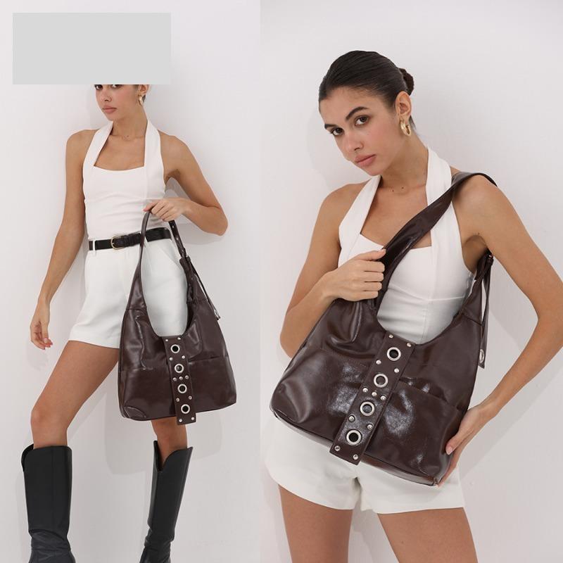 Tote Bag Punk-style Motorcycle Bag Crossbody Single-shoulder Bag Women's Retro Half-moon Handbag