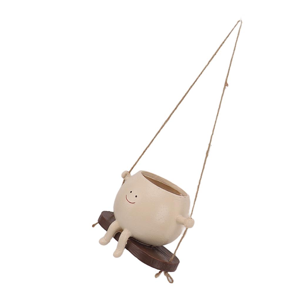 Hanging Resin Planter Pot Exquisite Lovely Unique Swing Face Flower Plant Pot with Rope Decoration for Garden Patio Balcony