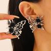 Women's Fashion Hollow Butterfly Black Rose Flower Earrings, -196 01